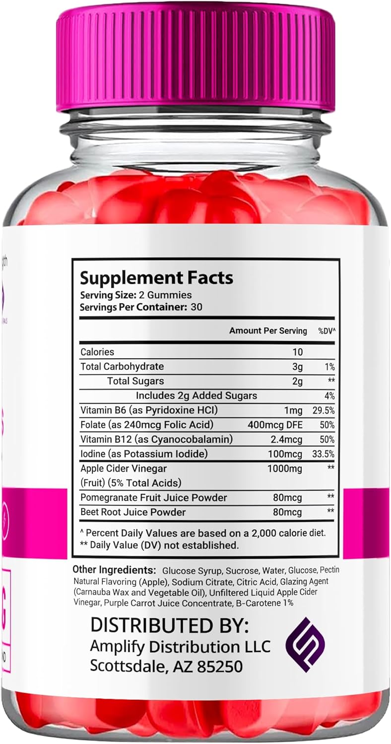 (2 Pack) ACV Gummies 1000mg Apple Cider Vinegar Vitamin B12 B6 Supplement (120 Gummies) Y92248