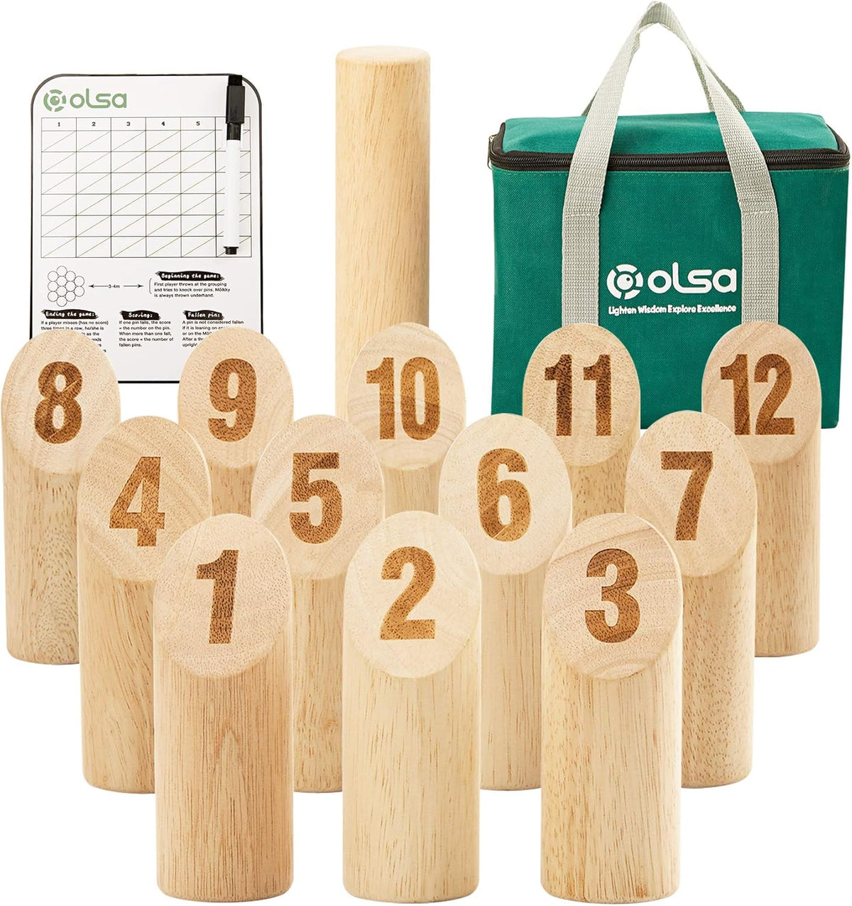 Wooden Throwing Game Set with Scoreboard & Carry Bag H17852