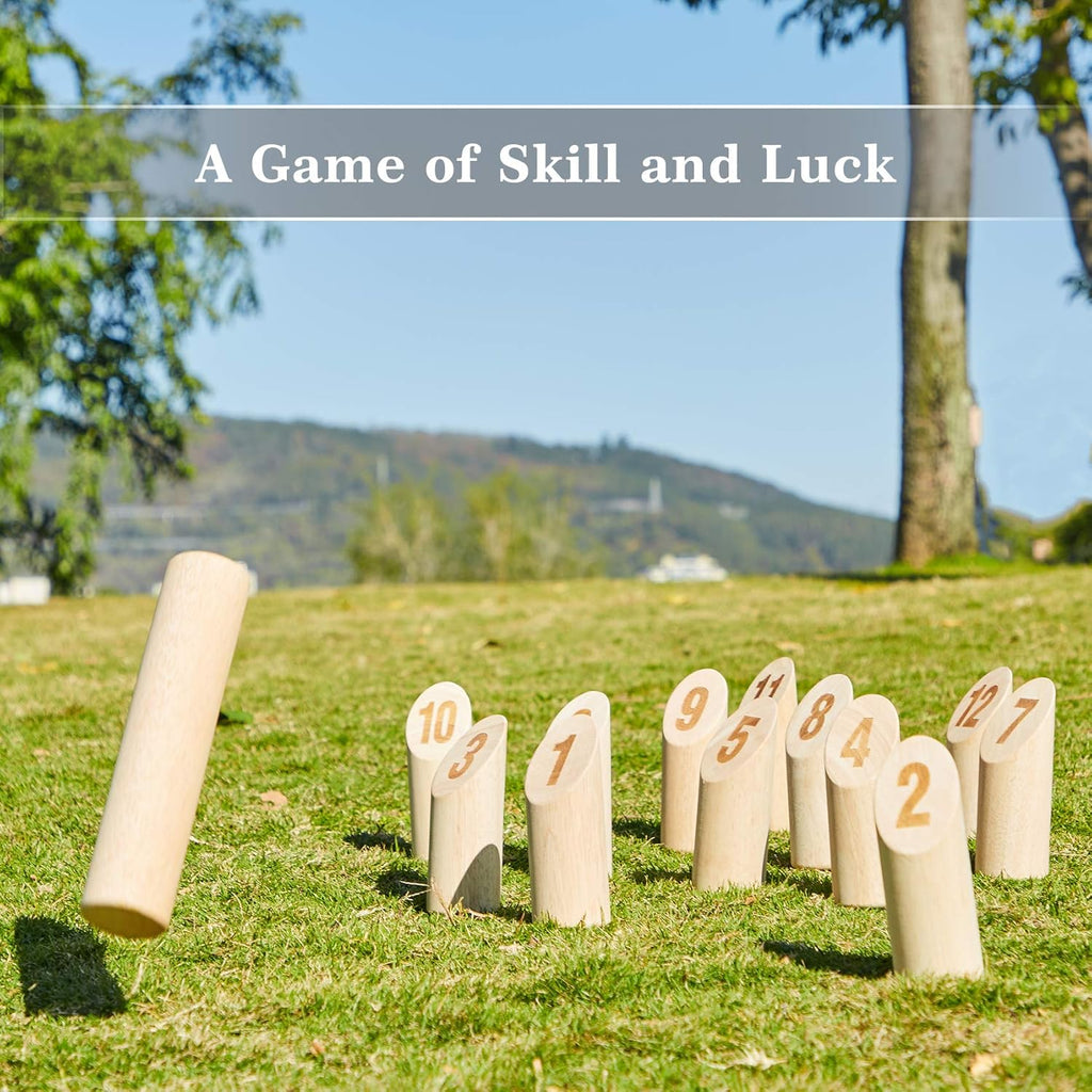 Wooden Throwing Game Set with Scoreboard & Carry Bag H17852