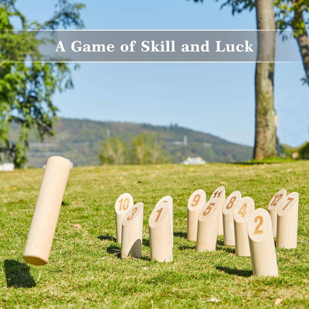 Wooden Throwing Game Set with Scoreboard & Carry Bag H17852