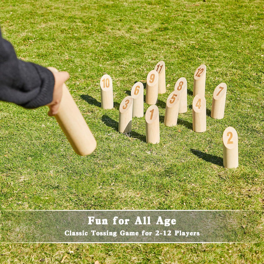 Wooden Throwing Game Set with Scoreboard & Carry Bag H17852