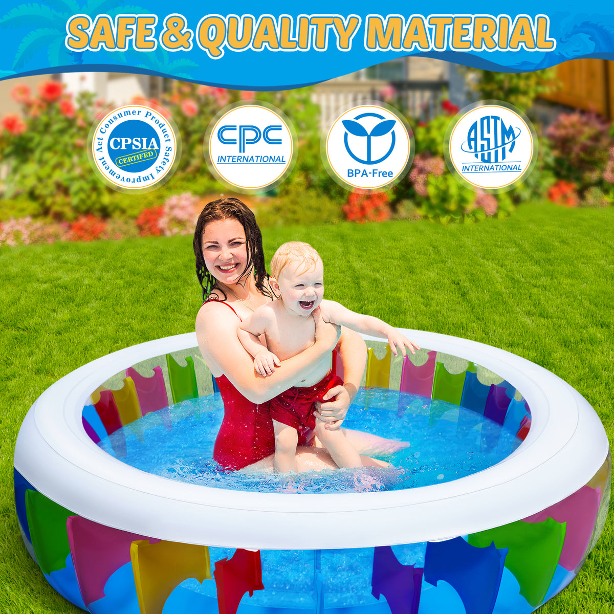 Inflatable PVC Pool with Sprinkler 180 x 180 x 40 cm Y737